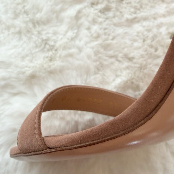 Gianvito Rossi Beige Suede Ankle Strap Sandals Portofino 85 Praline 7.5/37.5 NIB - Picture 7 of 12